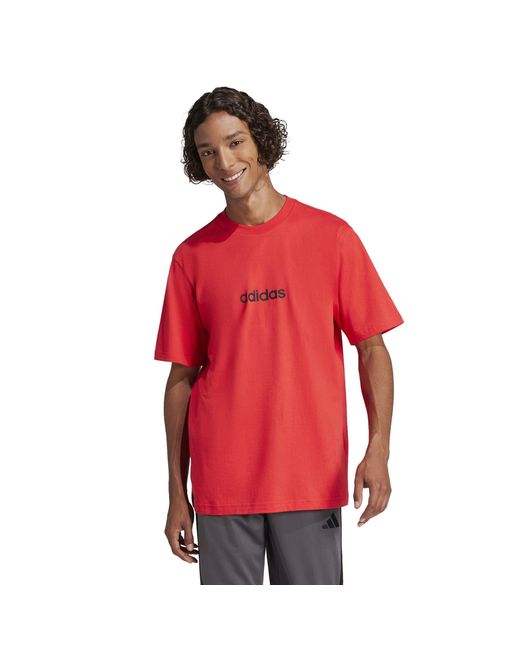 Adidas S Essentials Single Jersey Linear Embroidered Logo Red Linear 3xl for men