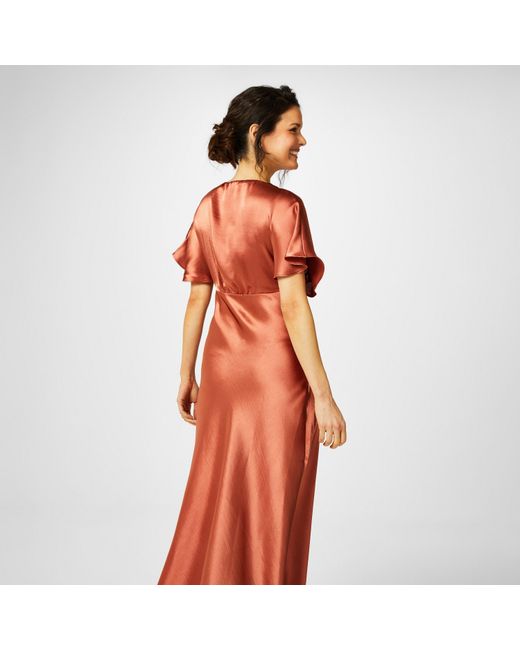 Biba Orange Bridesmaid Satin Maxi Dress