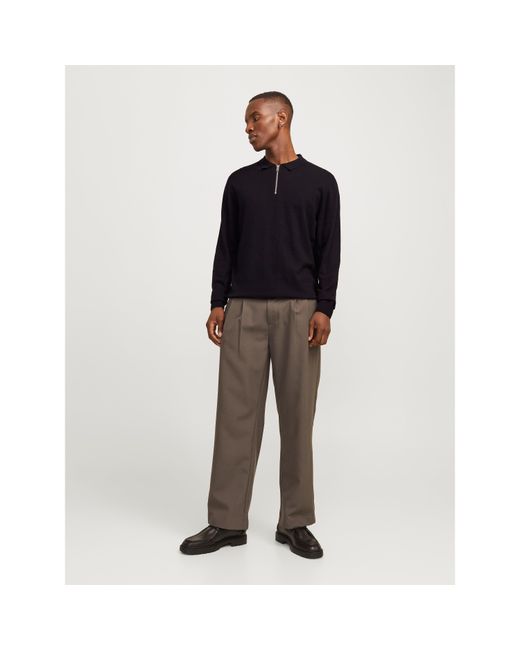 Jack & Jones Blue Emil Half Zip Knitted Polo for men