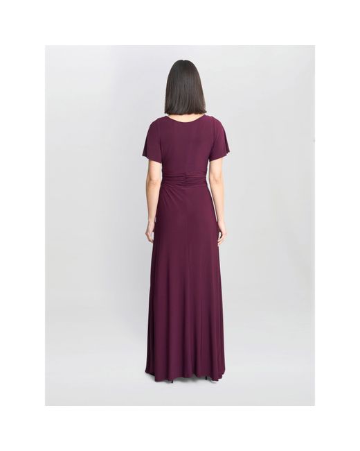 Gina Bacconi Purple Elena Jersey Maxi A-Line Dress