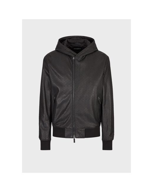 Emporio Armani Black Leather Jacket for men
