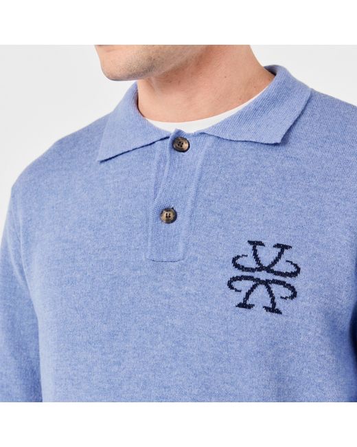 Jacob Cohen Blue Polo Knitted Top for men