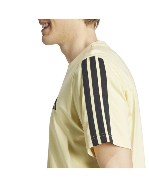 Adidas Yellow Essentials 3-Stripes T-Shirt for men