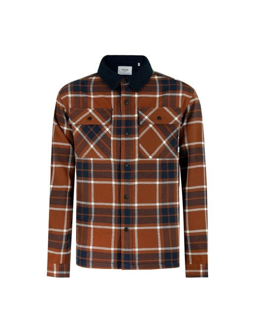 Firetrap Brown Borg Check Overshirt for men