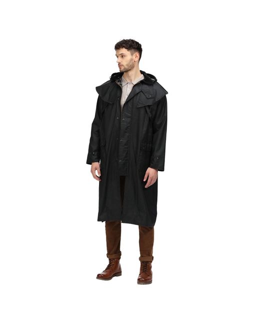 Regatta Black Cranbrook Wax Cotton Riding Quilted Jacket for men