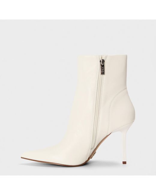 Steve Madden White Stiletto Heel Ankle Boots With Almond Toe