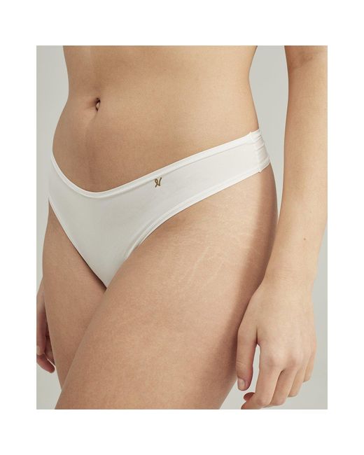 Nudea White The Dipped Thong Second Skin Stretch
