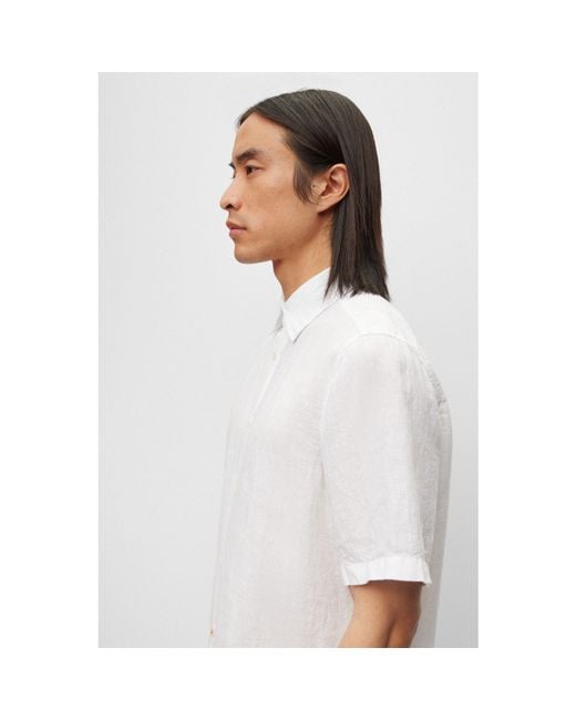 Boss Blue Rash 2 Lin Plain Short-Sleeve Shirt for men