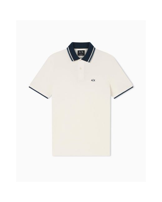 ARMANI EXCHANGE White Short Sleeve Polo Shirt for men