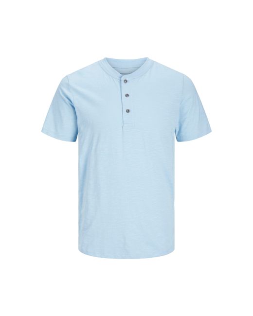 Jack & Jones Blue Short-Sleeve Henley Polo Shirt for men