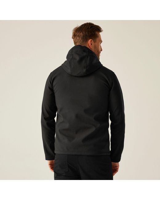 Regatta Black Navigate 2 Layer Hooded Softshell Jacket for men