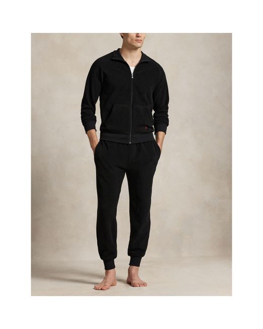 Polo Ralph Lauren Black Lounge Full-Zip Mock Neck Top for men