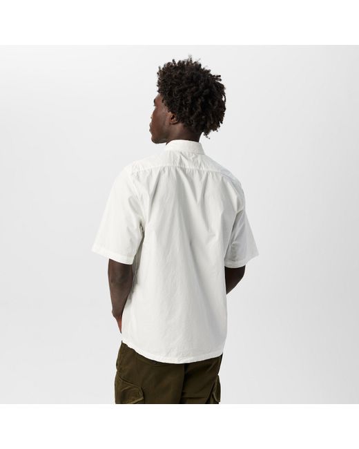 C P Company White Short Sleeve Embroidered Logo Shirt for men