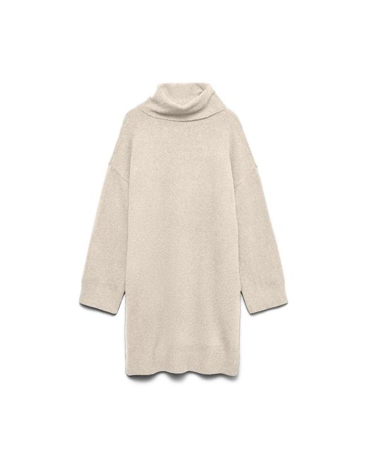 Vero Moda Natural Aquarius Roll Neck Jumper Dress