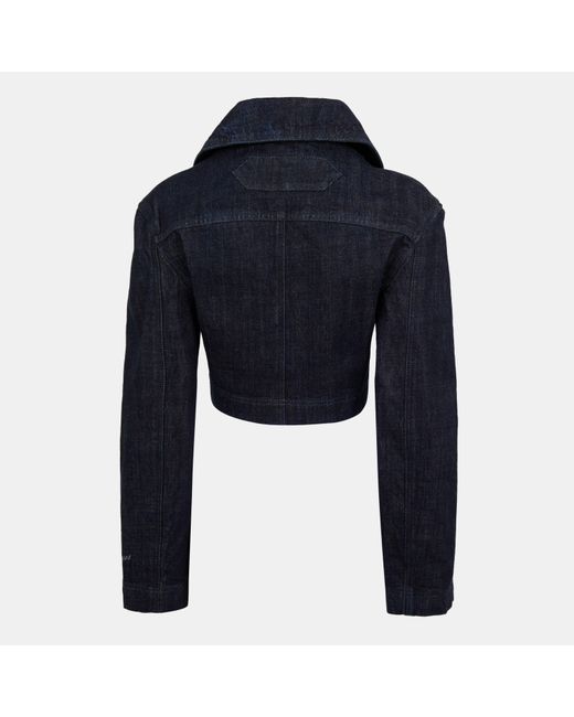 Jacquemus Blue Marino Cotton Cropped Long Sleeve Denim Jacket