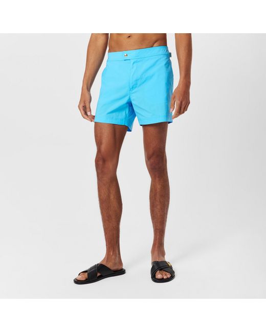 Tom Ford Blue Poplin Swim Shorts for men