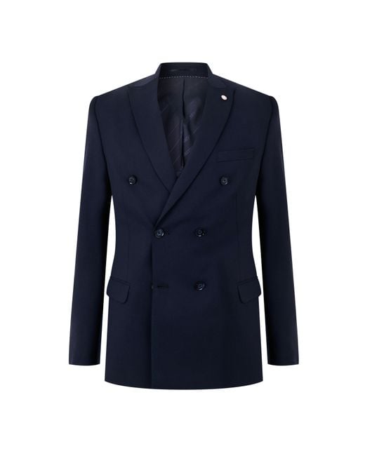 Twisted Tailor Blue Ellroy Double Breasted Jacket for men