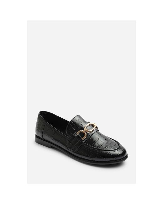 Where's That From Black Where's Chain Trim Detail Flat Loafers