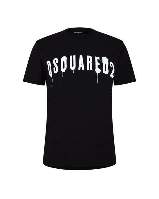 DSquared² Black Spray Logo T Shirt for men