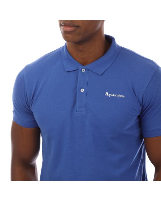 Aquascutum Blue Short-Sleeve Polo for men