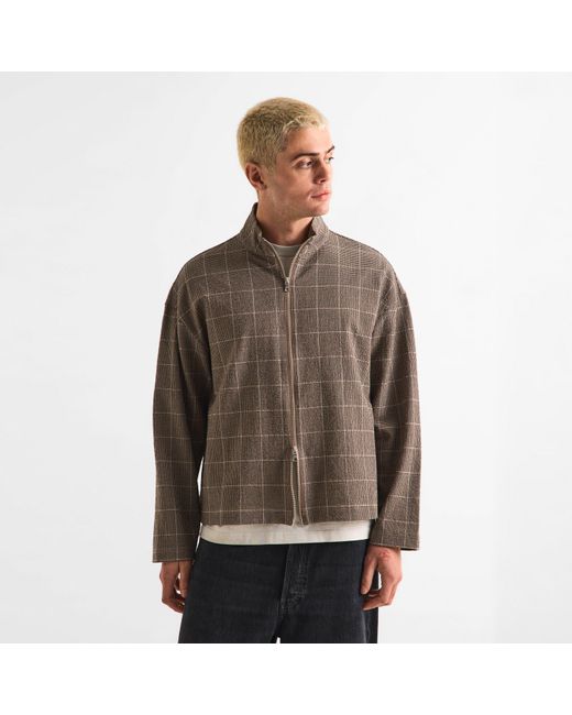 MKI Miyuki-Zoku Gray Check Track Overshirt for men