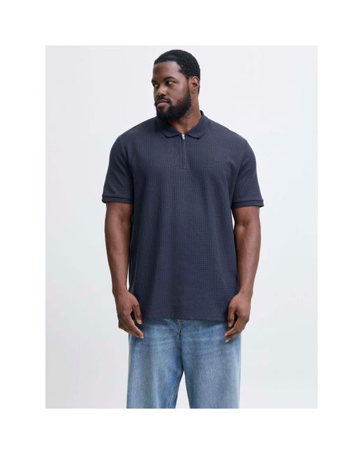 Jack & Jones Blue Jack Austin Zip Polo Plus Size for men