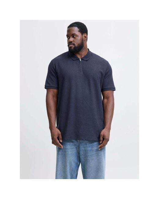 Jack & Jones Blue Jack Austin Zip Polo Plus Size for men