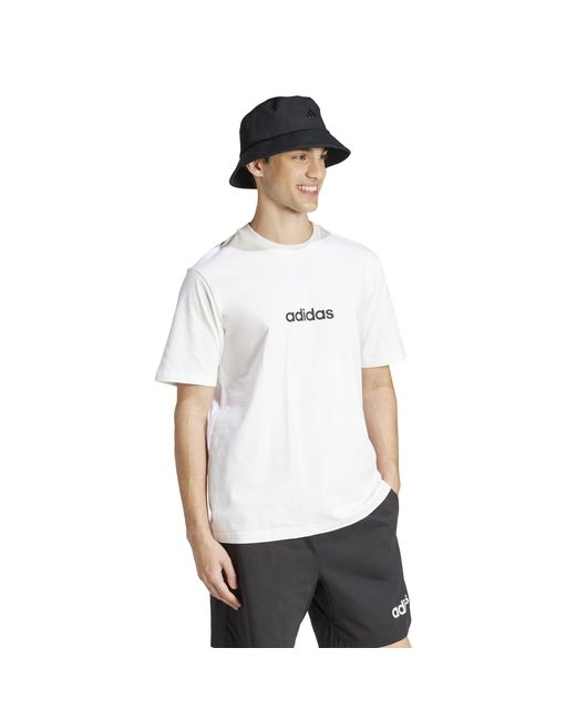 Adidas White Essentials Single Jersey Logo T-Shirt for men