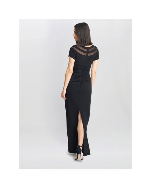 Gina Bacconi Blue Michelle Illusion Maxi Dress
