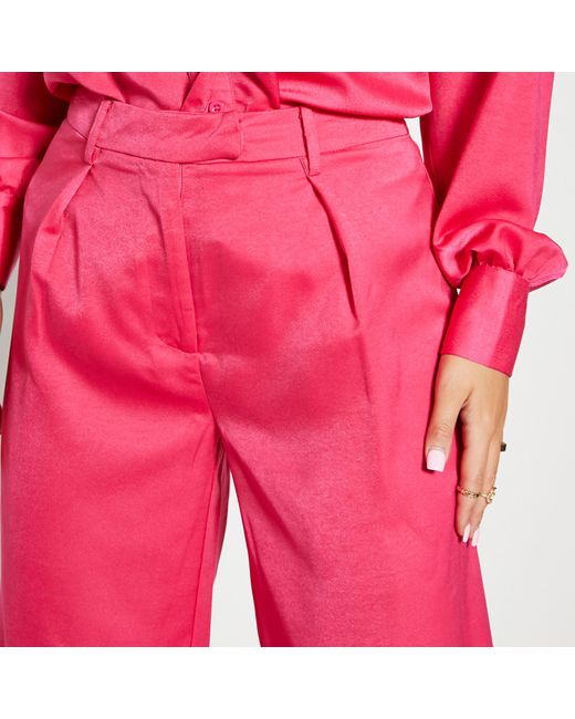 I Saw It First Pink Isawitfirst Wide Leg Tailored Trousers