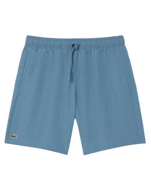 Lacoste Blue Mid-Length Monochrome Swim Trunks for men