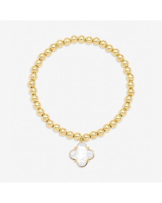 Jon Richard Metallic Polished And Crystal Clover Stretch Bracelet