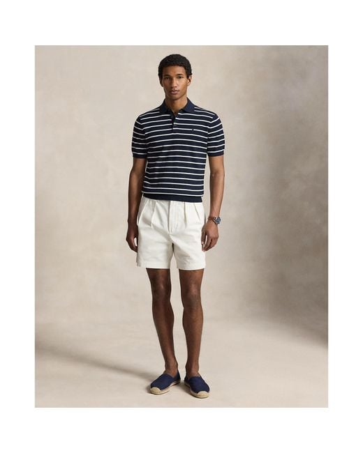 Polo Ralph Lauren Blue Knitted Short Sleeve Polo Shirt for men