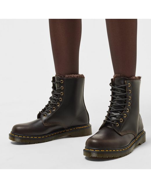 Dr. Martens Black 1460 Serena Faux Fur Lined Boots