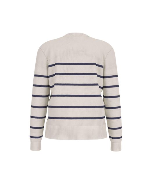 Guess White Stripe Knitted Crew Neck Jumper