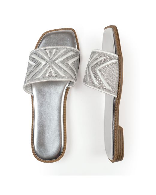 Where's That From Gray Blossom Flat Sandals