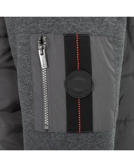 Firetrap Gray Fleece Hooded Long Sleeve Hybrid Jacket for men