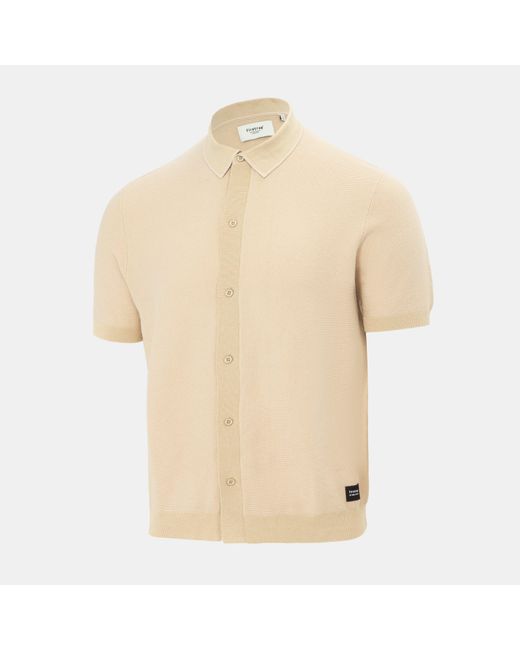 Firetrap Natural Short Sleeve Knit Polo Shirts Cardigan for men