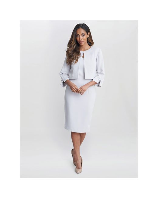 Gina Bacconi White Corinne Crepe Dress And Jacket