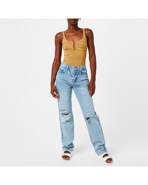 GOOD AMERICAN Blue Scuba U Ring Corset Bodysuit