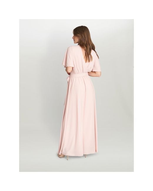 Gina Bacconi Pink Crissy Maxi Dress With Cape Sleeve
