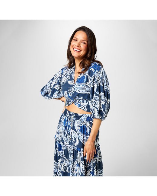 Biba Blue Cropped Blouse