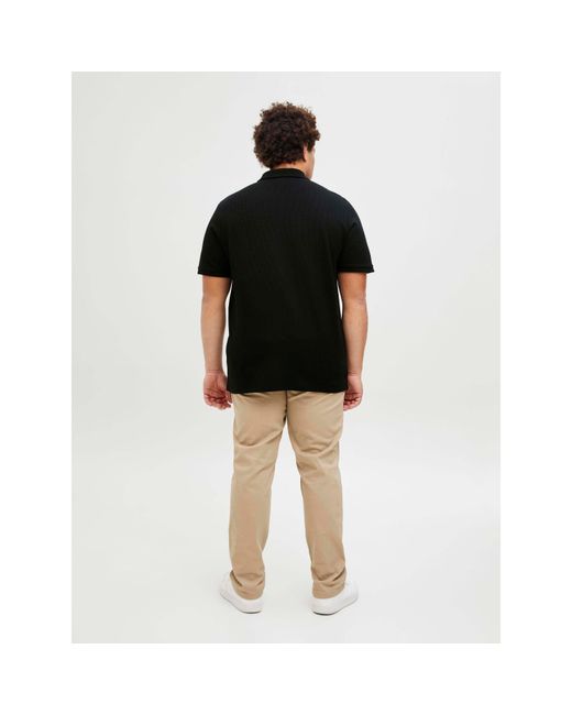 Jack & Jones Black Austin Short Sleeve Polo Shirt for men