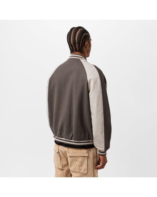 Represent Gray Metal Snap Button Varsity Jacket for men