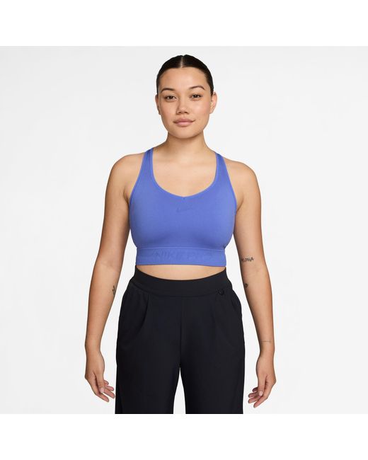 Nike Blue Pro Seamless Dri-Fit Cropped Tank Top