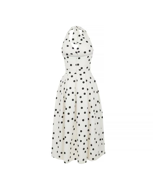 AX Paris White Cream And Polka Dot Tie Halter Neck Midi Dress