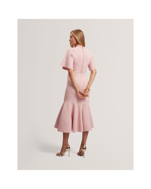 Ted Baker Pink Short Sleeve Midi Knitted Jumper Dress