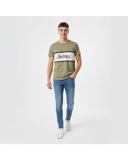 Jack Wills Natural Jw Colour Block Regular Fit T-Shirt for men