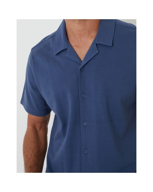 Threadbare Blue Kaylian Short-Sleeve Plain Shirt for men