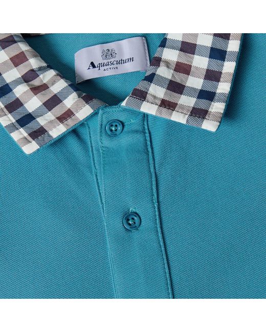 Aquascutum Blue Short Sleeve Polo Shirt for men